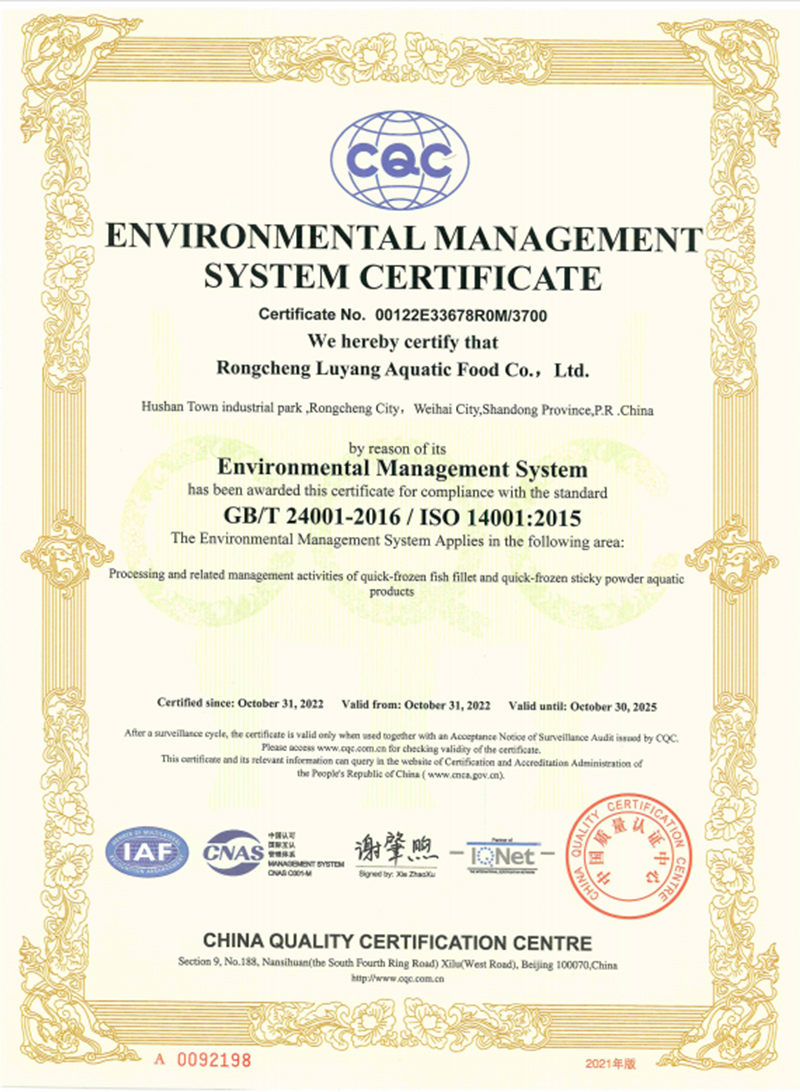 環(huán)境管理體系認(rèn)證證書(shū)英文版